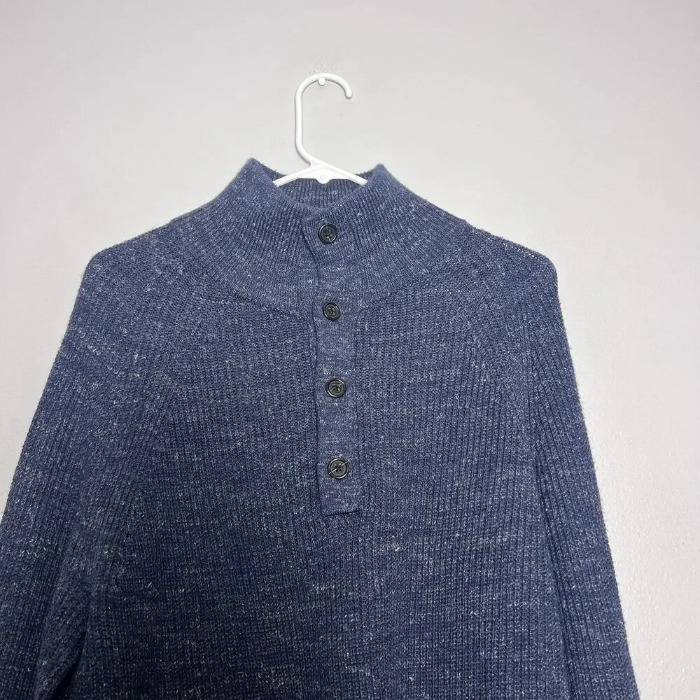 Banana Republic Men's Wool Linen Waffle Knit Sweater Blue Sz L casual office
